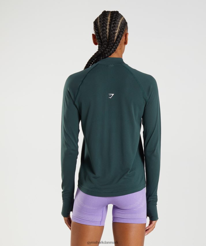 Kvinder Gymshark vital sømløs 1/2 lynlås N4ZDDN401 skovgrøn mergel