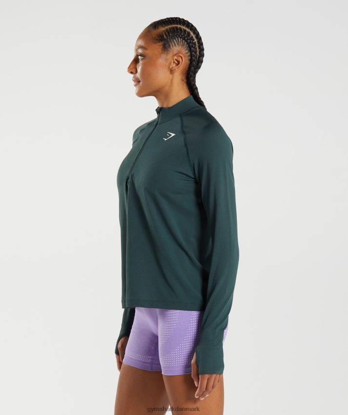 Kvinder Gymshark vital sømløs 1/2 lynlås N4ZDDN401 skovgrøn mergel