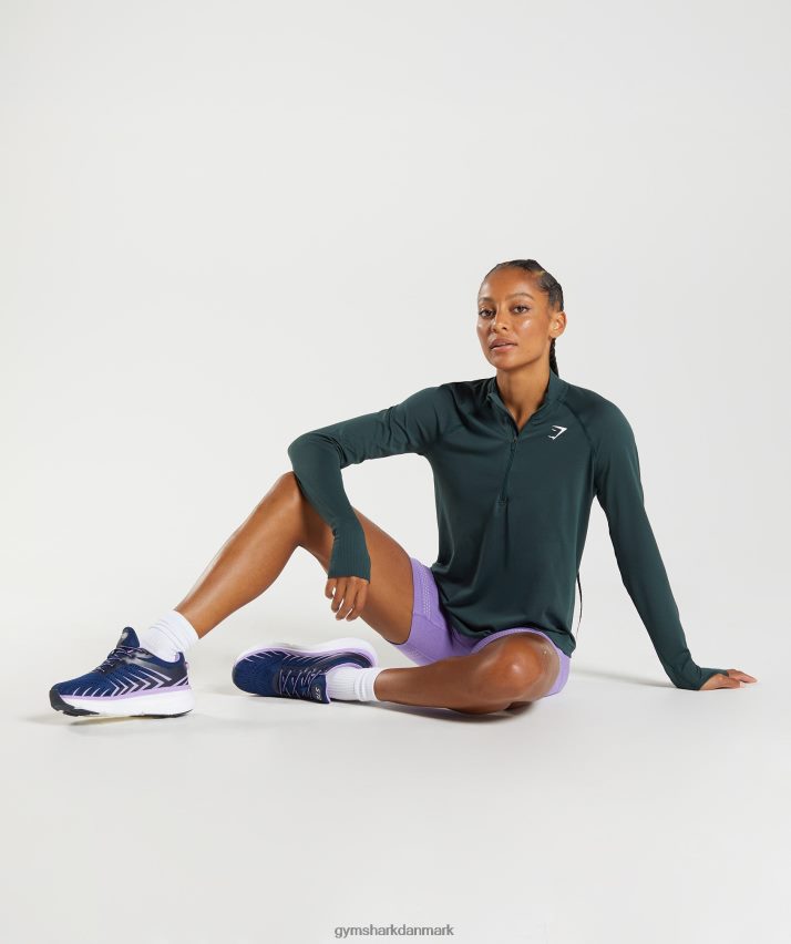 Kvinder Gymshark vital sømløs 1/2 lynlås N4ZDDN401 skovgrøn mergel