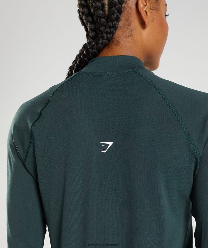 Kvinder Gymshark vital sømløs 1/2 lynlås N4ZDDN401 skovgrøn mergel