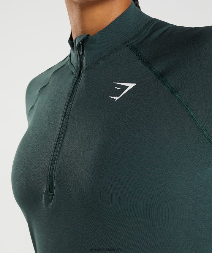 Kvinder Gymshark vital sømløs 1/2 lynlås N4ZDDN401 skovgrøn mergel