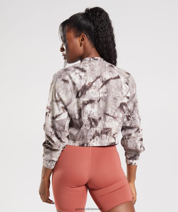 Kvinder Gymshark elevate vævet jakke N4ZDDN367 cementbrun sprayfarve