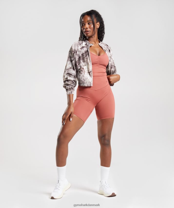 Kvinder Gymshark elevate vævet jakke N4ZDDN367 cementbrun sprayfarve