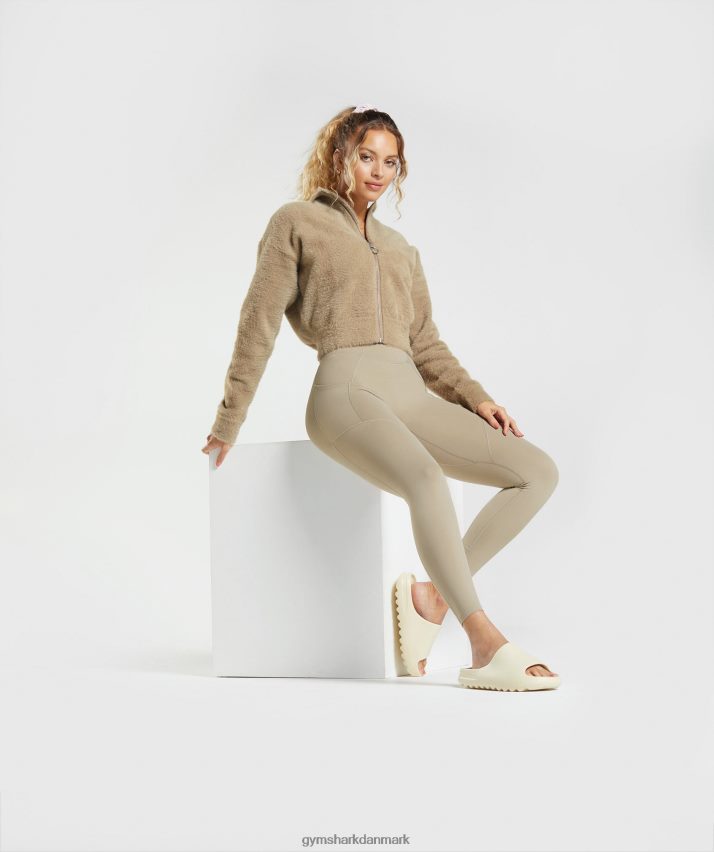 Kvinder Gymshark strikjakke fra whitney øjenvipper N4ZDDN400 cement brun