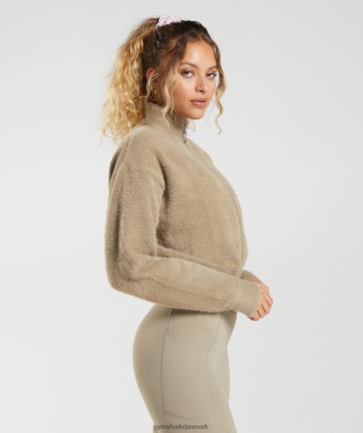 Kvinder Gymshark strikjakke fra whitney øjenvipper N4ZDDN400 cement brun