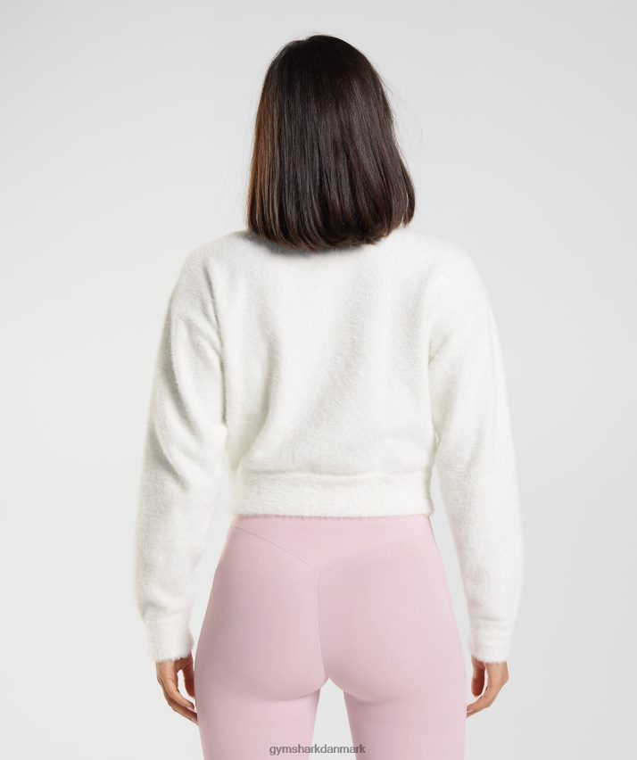 Kvinder Gymshark strikjakke fra whitney øjenvipper N4ZDDN409 ovenlys hvid