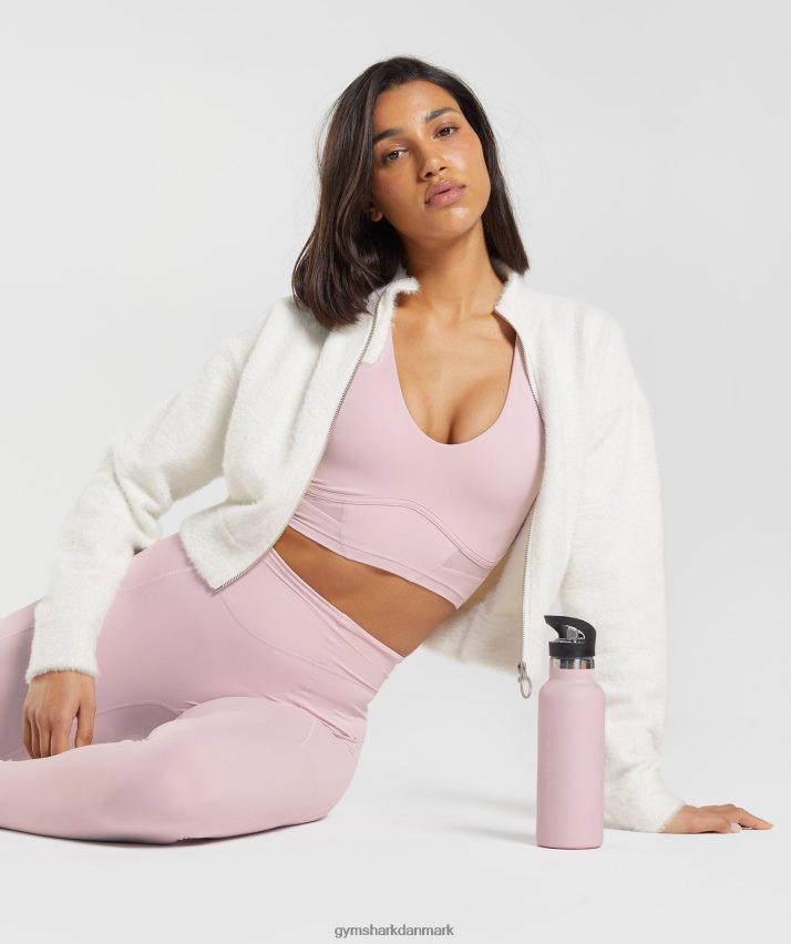 Kvinder Gymshark strikjakke fra whitney øjenvipper N4ZDDN409 ovenlys hvid