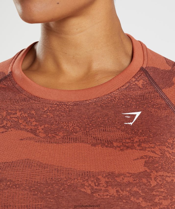 Kvinder Gymshark Tilpas camo sømløs snørebånd på bagsiden N4ZDDN449 stormrød/kirsebærbrun