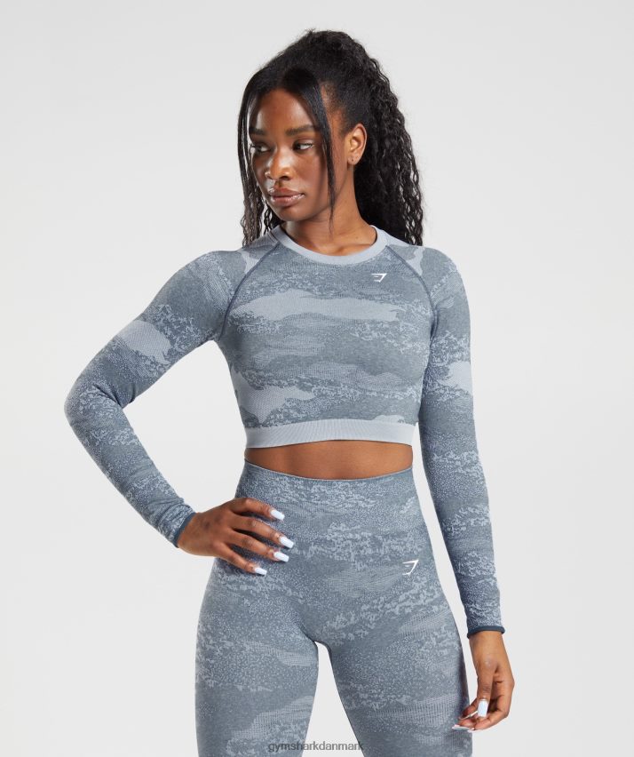 Kvinder Gymshark Tilpas camo sømløs snørebånd på bagsiden N4ZDDN457 lava | flodsten grå/aftenblå