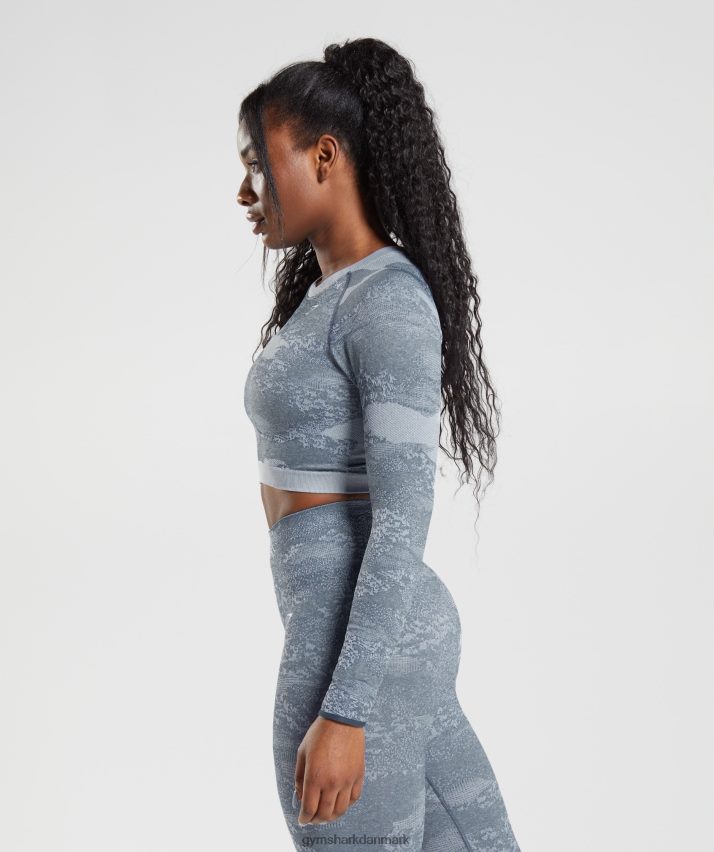 Kvinder Gymshark Tilpas camo sømløs snørebånd på bagsiden N4ZDDN457 lava | flodsten grå/aftenblå