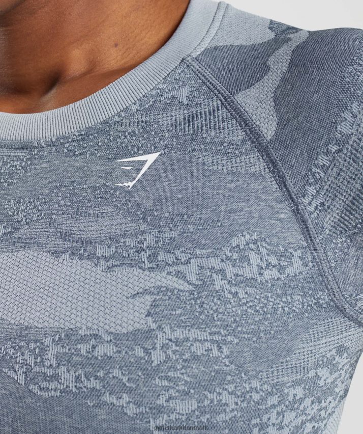 Kvinder Gymshark Tilpas camo sømløs snørebånd på bagsiden N4ZDDN457 lava | flodsten grå/aftenblå