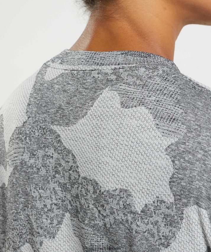 Kvinder Gymshark adapt camo sømløs langærmet top N4ZDDN465 lys grå/sort