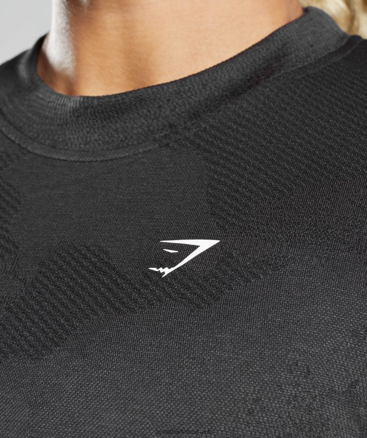 Kvinder Gymshark adapt camo sømløs langærmet top N4ZDDN478 lava | sort