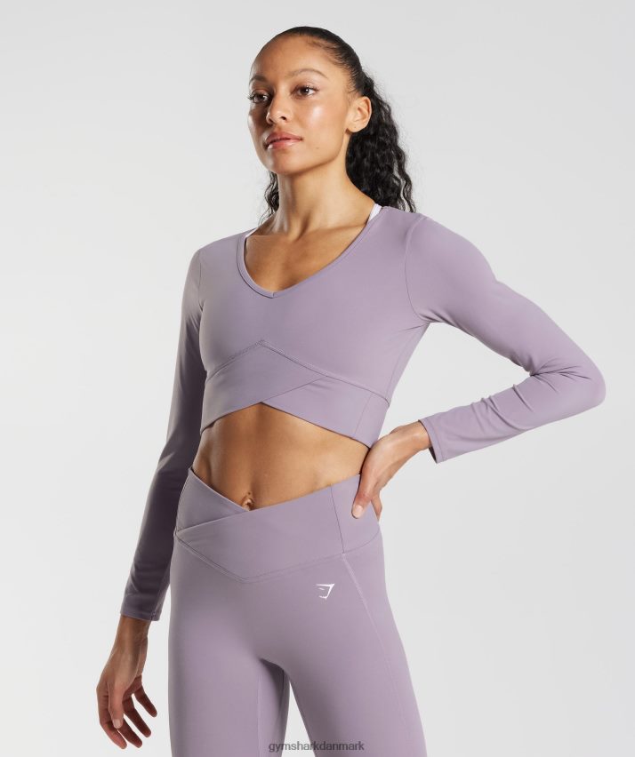 Kvinder Gymshark crossover langærmet crop top N4ZDDN442 skifer lavendel