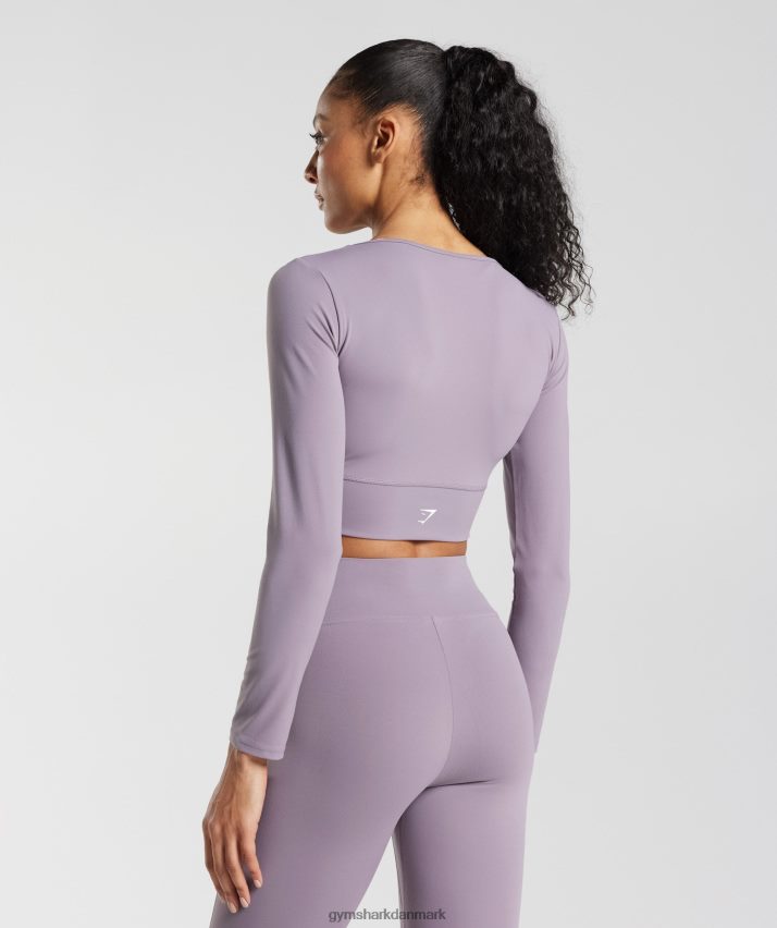 Kvinder Gymshark crossover langærmet crop top N4ZDDN442 skifer lavendel