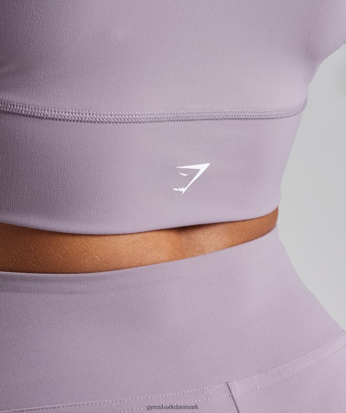 Kvinder Gymshark crossover langærmet crop top N4ZDDN442 skifer lavendel