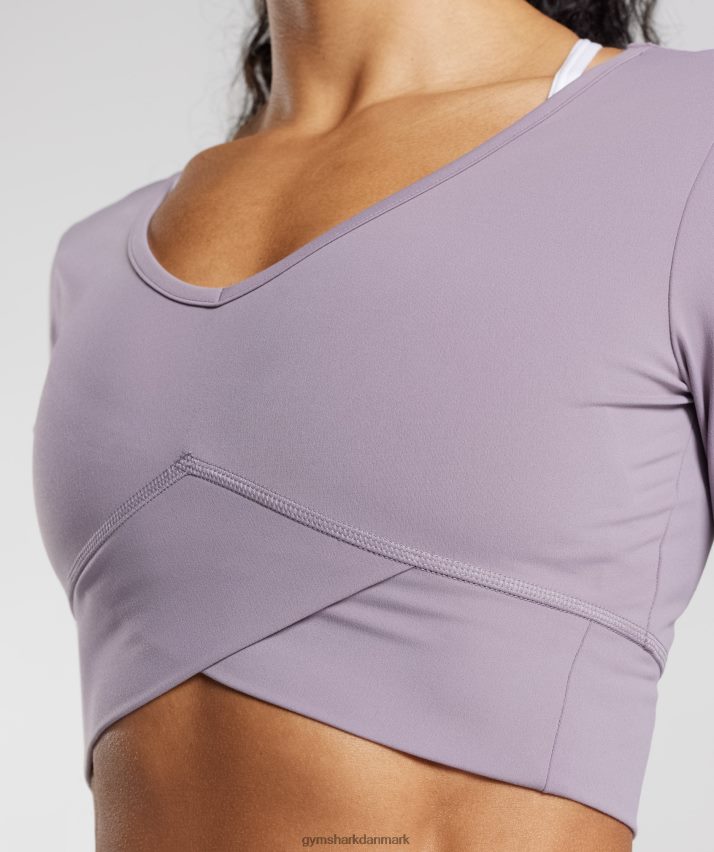 Kvinder Gymshark crossover langærmet crop top N4ZDDN442 skifer lavendel