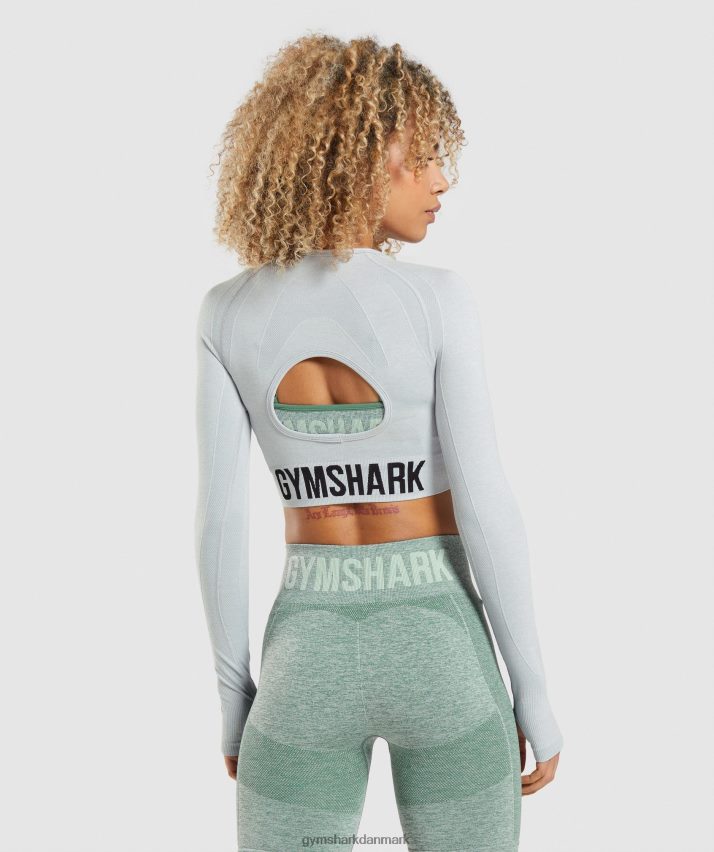 Kvinder Gymshark flex sport langærmet crop top N4ZDDN479 lysegrå mergel
