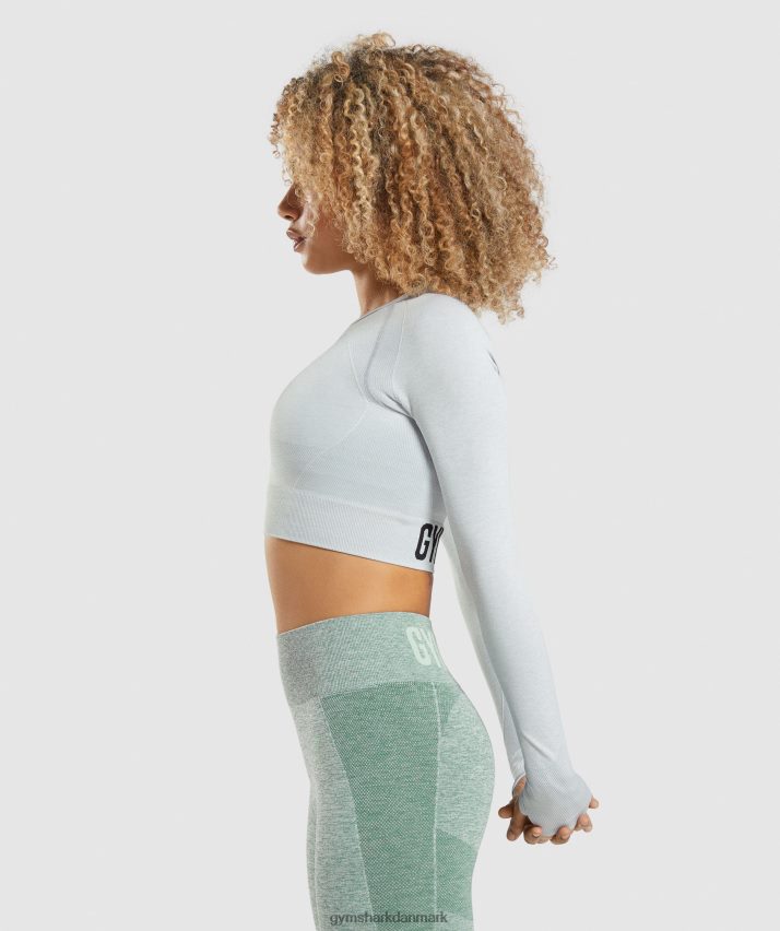Kvinder Gymshark flex sport langærmet crop top N4ZDDN479 lysegrå mergel