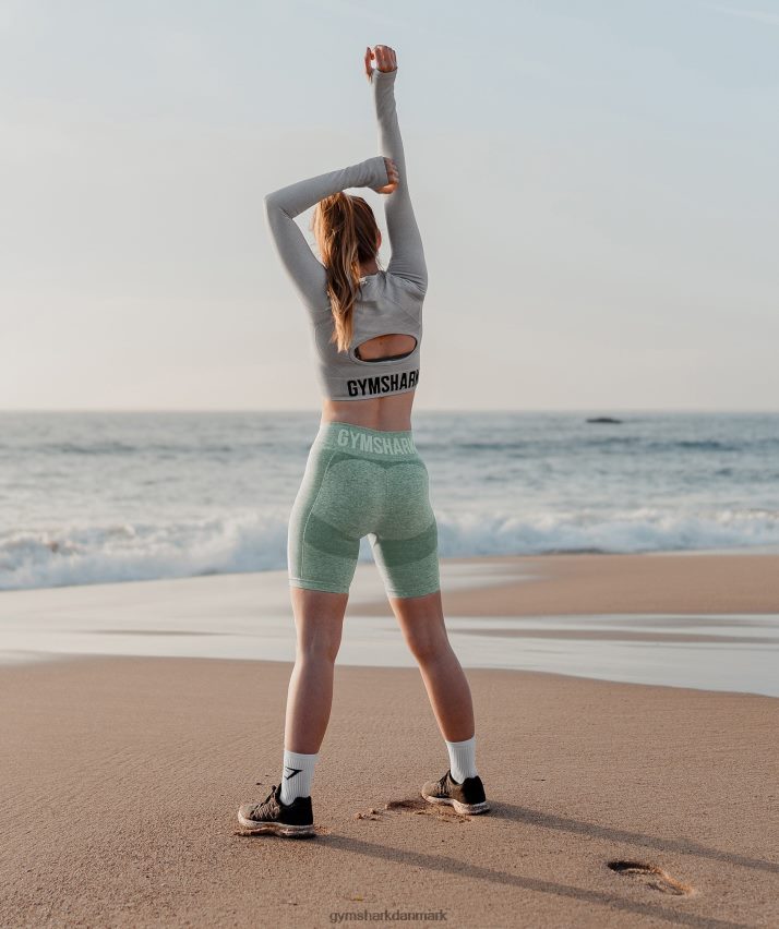 Kvinder Gymshark flex sport langærmet crop top N4ZDDN479 lysegrå mergel