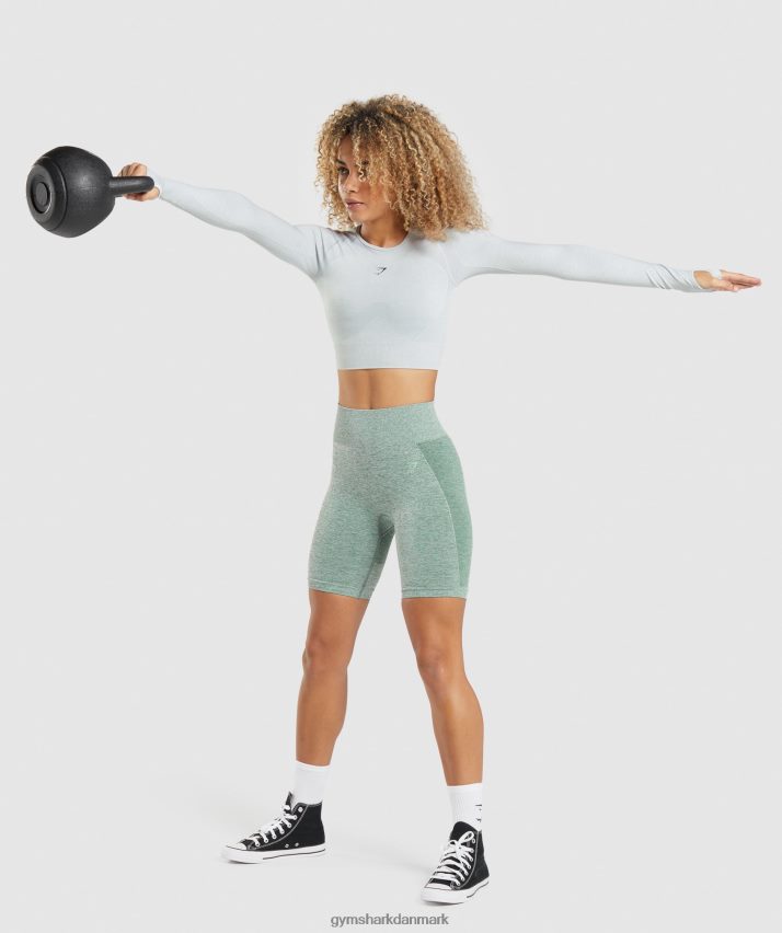 Kvinder Gymshark flex sport langærmet crop top N4ZDDN479 lysegrå mergel