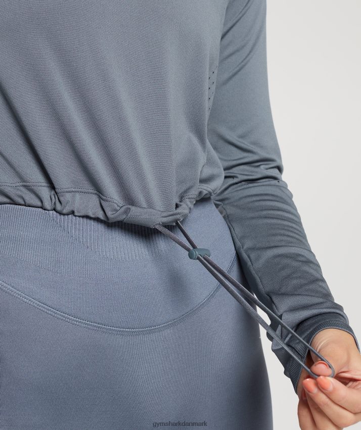 Kvinder Gymshark sweat sømløs langærmet crop top N4ZDDN431 aften blå