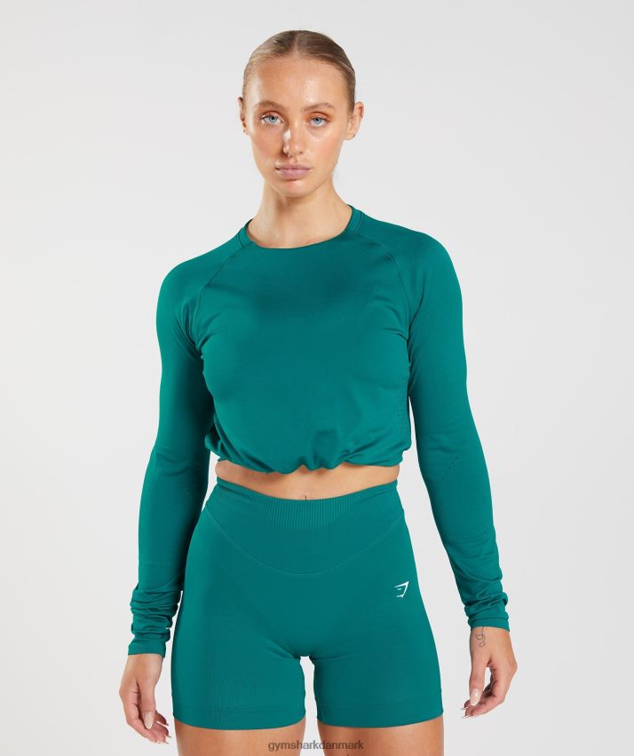 Kvinder Gymshark sweat sømløs langærmet crop top N4ZDDN433 rig krikand