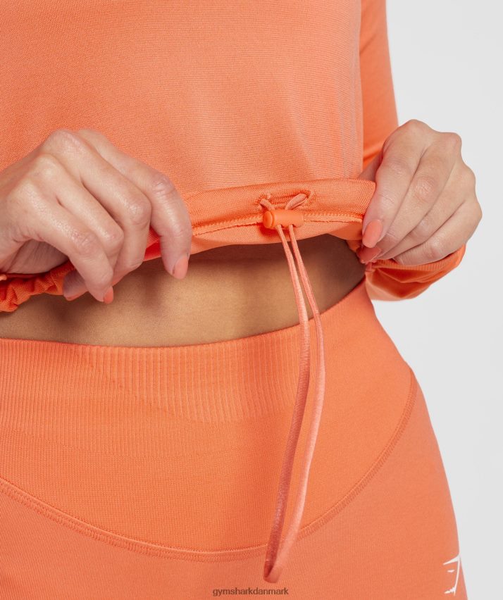 Kvinder Gymshark sweat sømløs langærmet crop top N4ZDDN456 aerospace orange