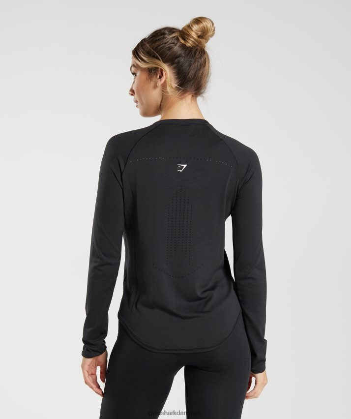 Kvinder Gymshark sweat sømløs langærmet top N4ZDDN462 sort