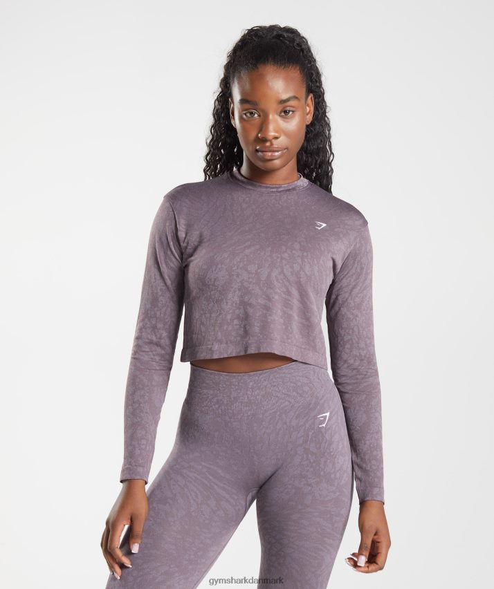 Kvinder Gymshark tilpasse dyre sømløs langærmet top N4ZDDN472 vild | moskus lilla