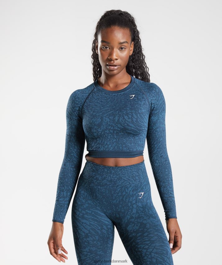 Kvinder Gymshark tilpasse sømløse snørebånd på bagsiden N4ZDDN459 vild | flåde
