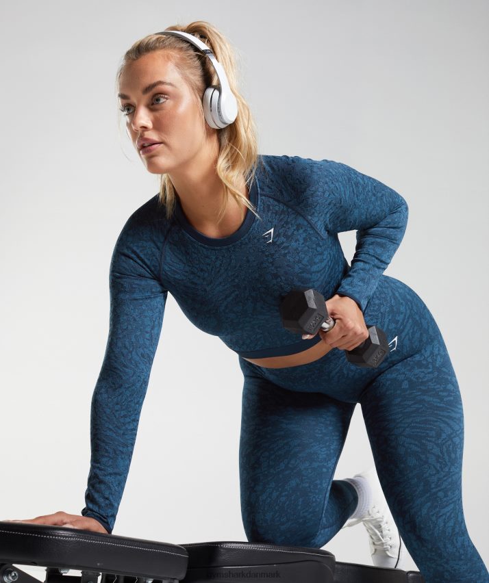 Kvinder Gymshark tilpasse sømløse snørebånd på bagsiden N4ZDDN459 vild | flåde