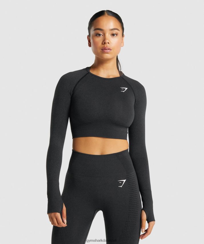 Kvinder Gymshark vital sømløs 2.0 langærmet crop top N4ZDDN467 sort mergel