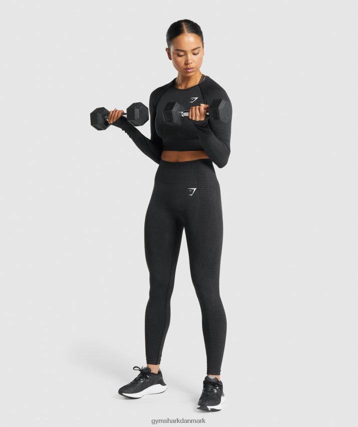 Kvinder Gymshark vital sømløs 2.0 langærmet crop top N4ZDDN467 sort mergel