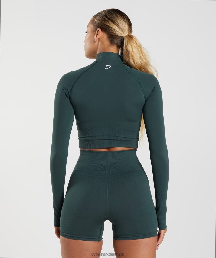 Kvinder Gymshark vital sømløs 2.0 midi top med høj hals N4ZDDN432 skovgrøn mergel