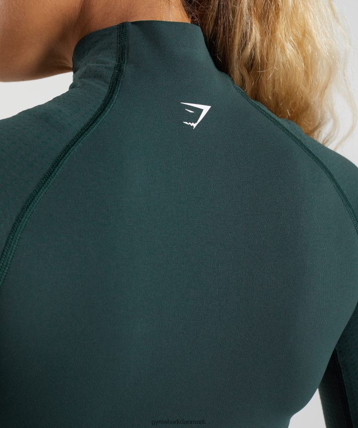 Kvinder Gymshark vital sømløs 2.0 midi top med høj hals N4ZDDN432 skovgrøn mergel