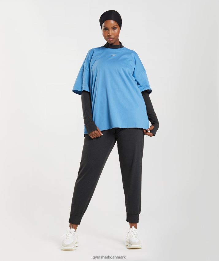 Kvinder Gymshark vital sømløs 2.0 midi top med høj hals N4ZDDN438 sort mergel