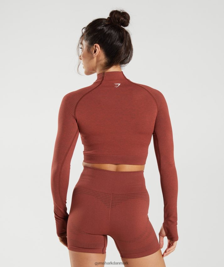 Kvinder Gymshark vital sømløs 2.0 midi top med høj hals N4ZDDN466 murstensrød