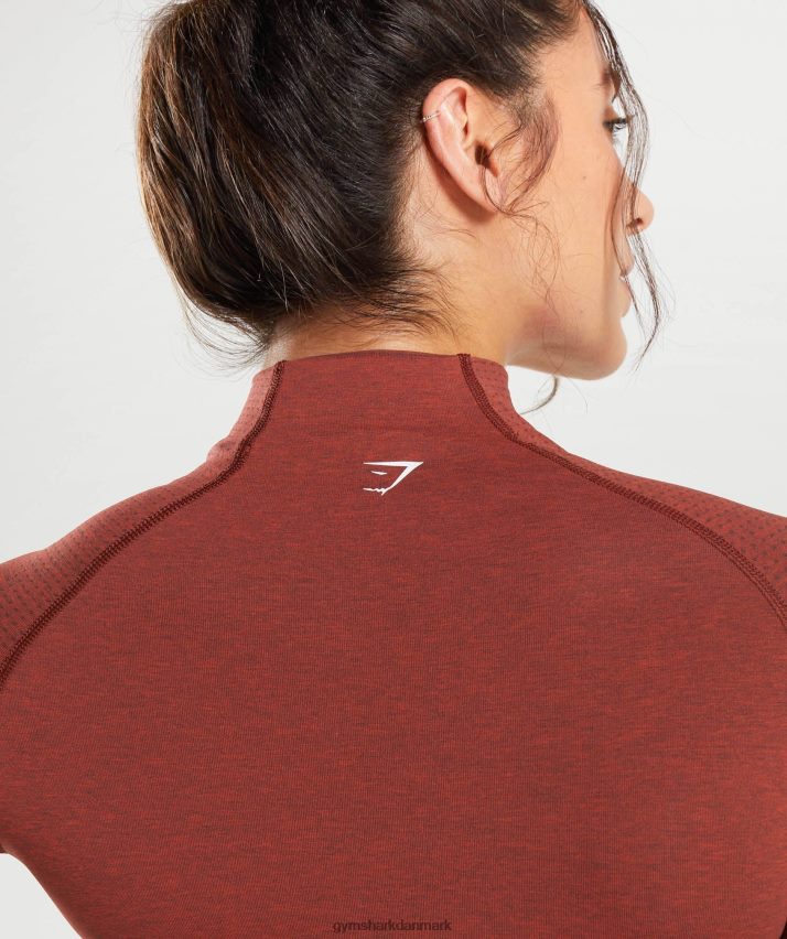 Kvinder Gymshark vital sømløs 2.0 midi top med høj hals N4ZDDN466 murstensrød