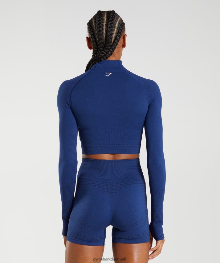 Kvinder Gymshark vital sømløs 2.0 midi top med høj hals N4ZDDN470 stjerne blå mergel