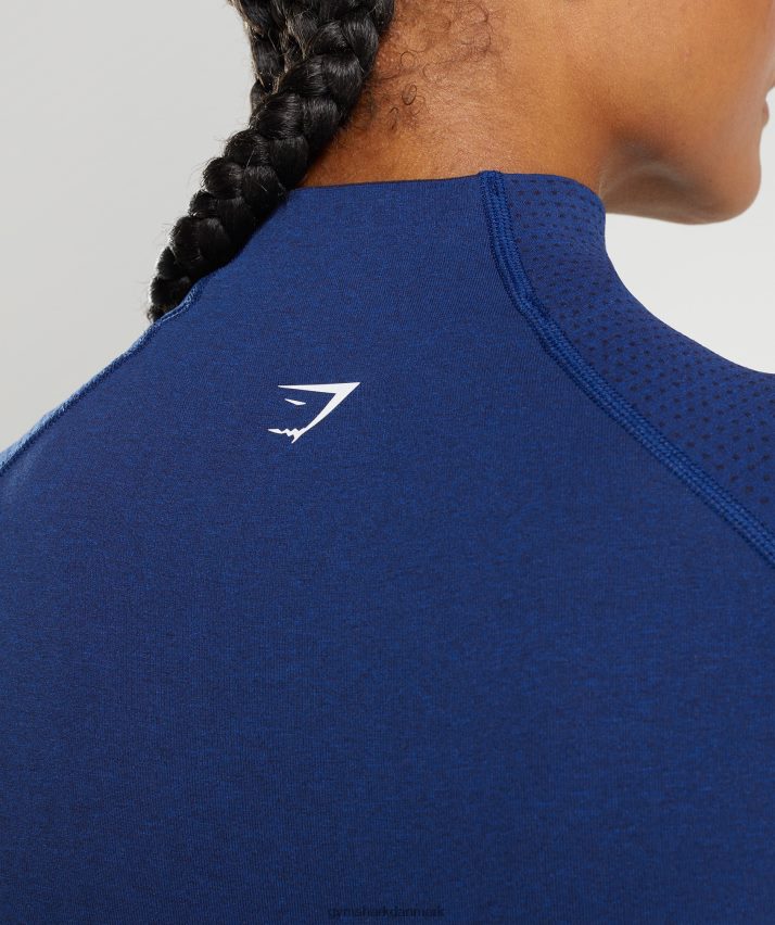 Kvinder Gymshark vital sømløs 2.0 midi top med høj hals N4ZDDN470 stjerne blå mergel