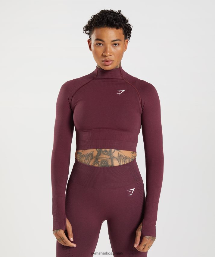 Kvinder Gymshark vital sømløs 2.0 midi top med høj hals N4ZDDN471 bagt rødbrun mergel