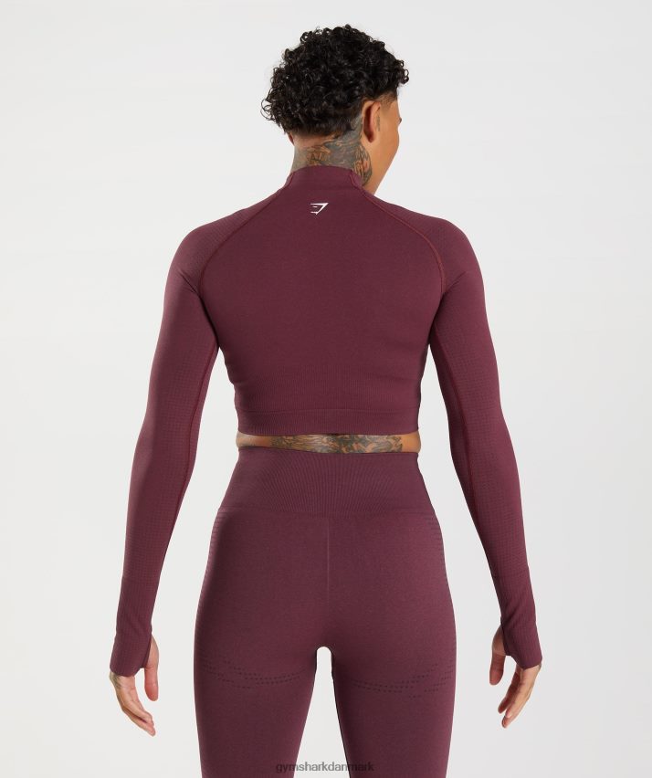 Kvinder Gymshark vital sømløs 2.0 midi top med høj hals N4ZDDN471 bagt rødbrun mergel