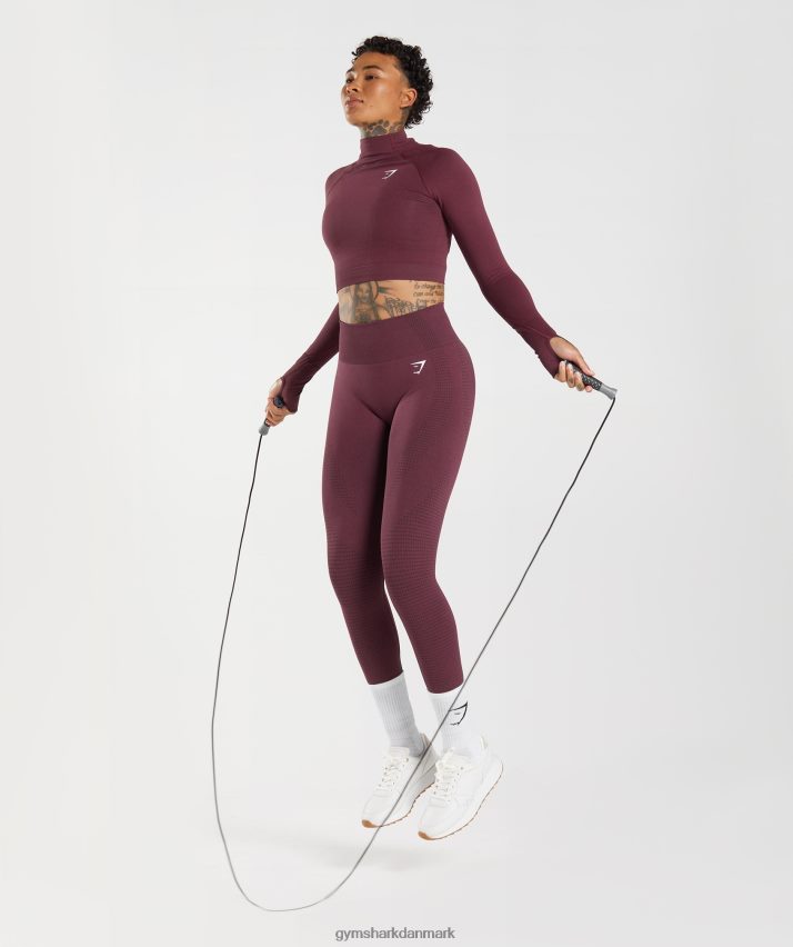 Kvinder Gymshark vital sømløs 2.0 midi top med høj hals N4ZDDN471 bagt rødbrun mergel