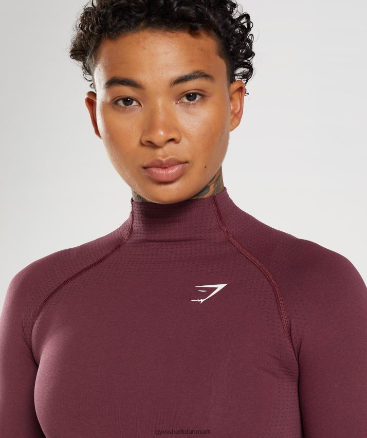 Kvinder Gymshark vital sømløs 2.0 midi top med høj hals N4ZDDN471 bagt rødbrun mergel