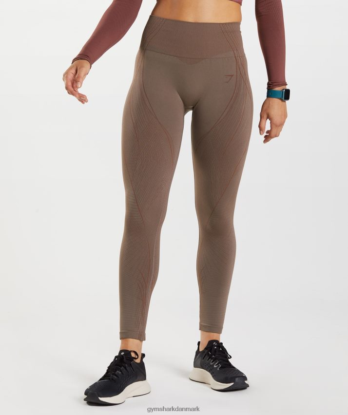 Kvinder Gymshark apex sømløse leggings N4ZDDN314 trøffelbrun/kirsebærbrun