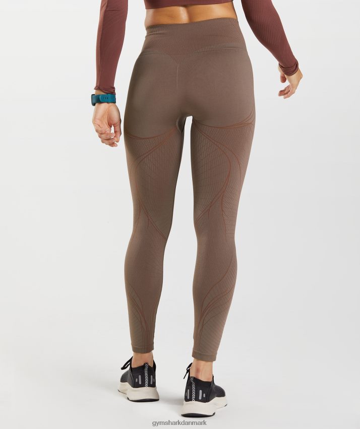 Kvinder Gymshark apex sømløse leggings N4ZDDN314 trøffelbrun/kirsebærbrun
