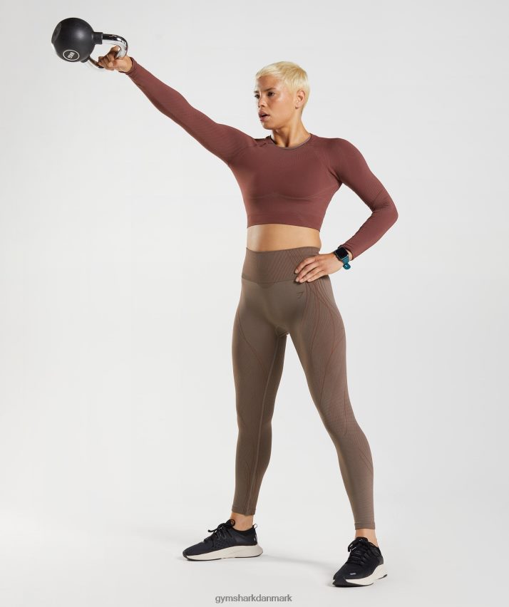 Kvinder Gymshark apex sømløse leggings N4ZDDN314 trøffelbrun/kirsebærbrun