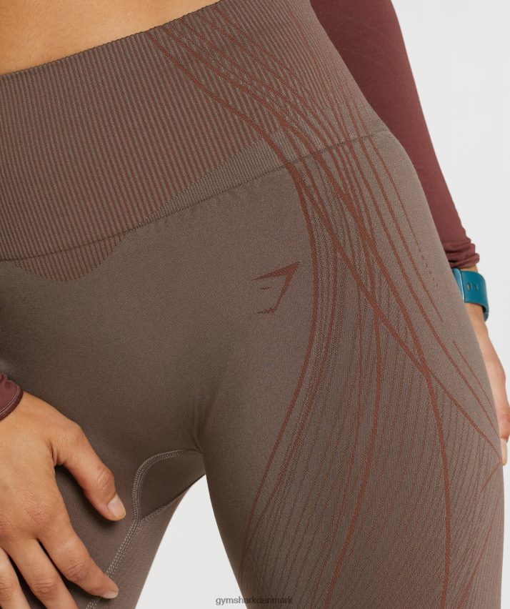Kvinder Gymshark apex sømløse leggings N4ZDDN314 trøffelbrun/kirsebærbrun