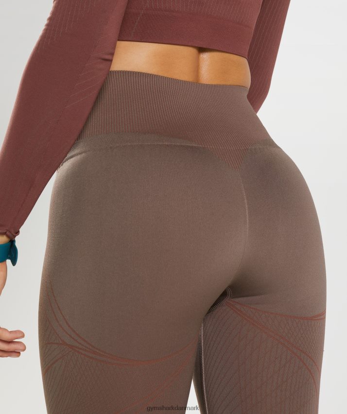 Kvinder Gymshark apex sømløse leggings N4ZDDN314 trøffelbrun/kirsebærbrun